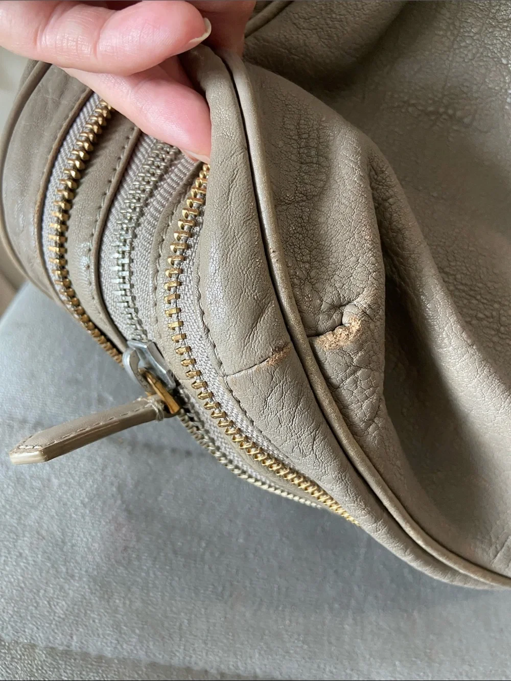 Marc by Marc Jacobs Taupe Pebbled Leather Hobo with Gold Hardware